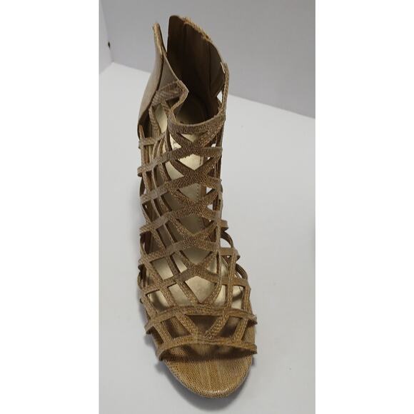 a.n.a Heels Caroline High Heeled Sandals Zip Peep Toe Beige Size 10 - Picture 2 of 6